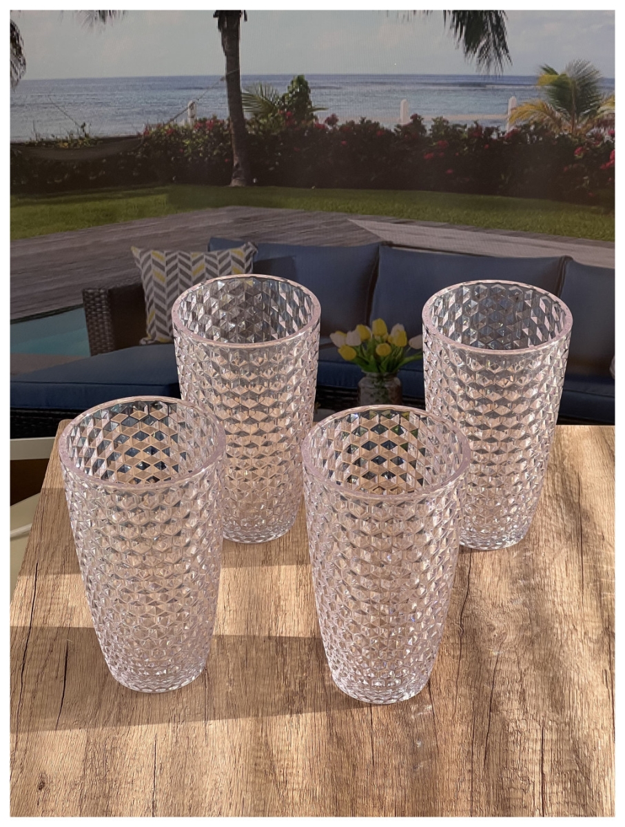 Picture of HomeRoots 521165 Acrylic Stemless Highball Glass, Clear - Set of 4