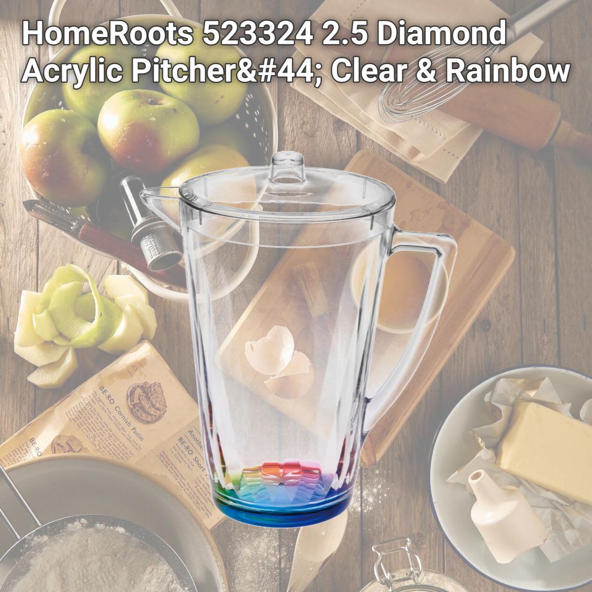 Picture of HomeRoots 523324 2.5 Diamond Acrylic Pitcher, Clear & Rainbow