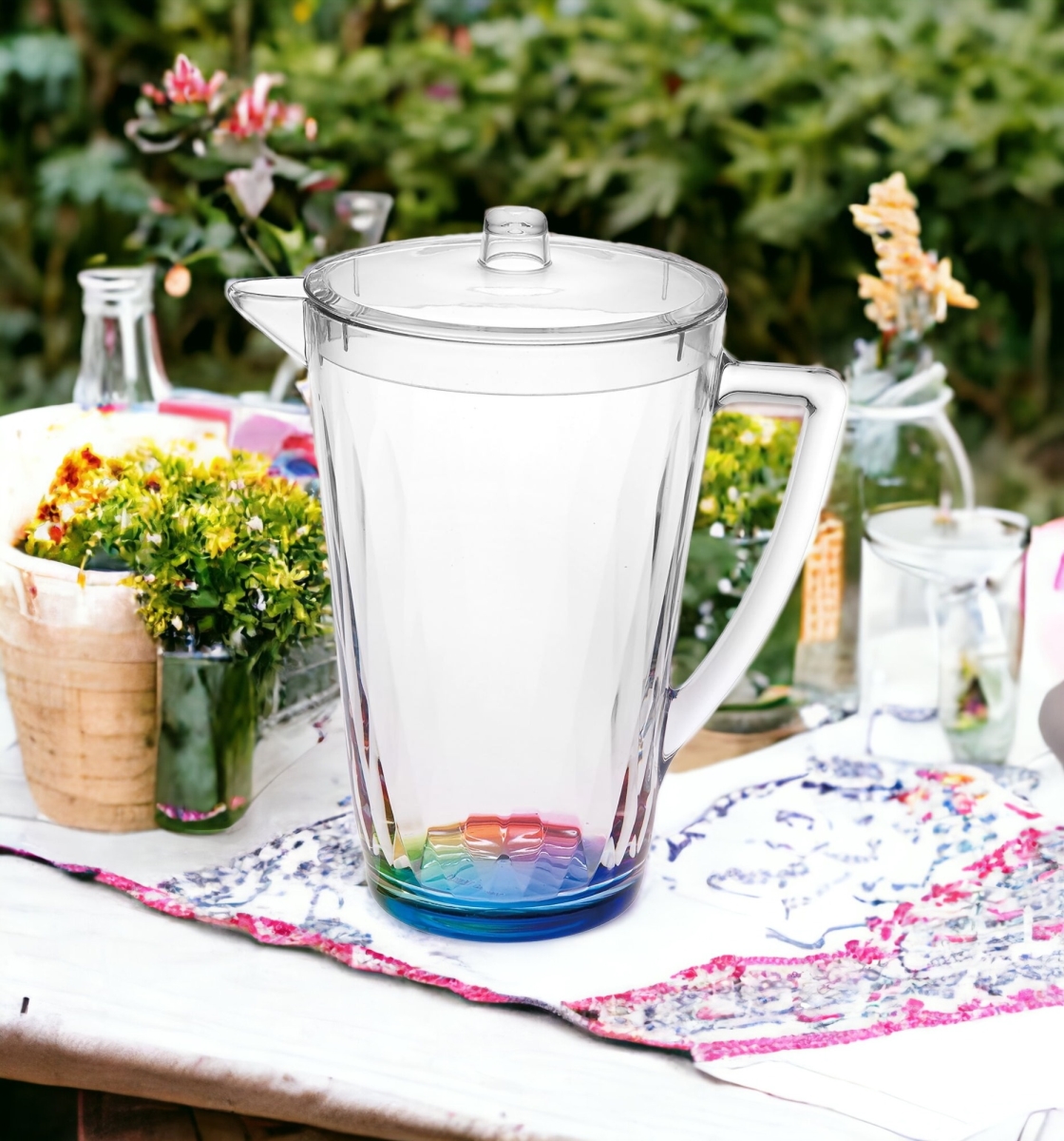 Picture of HomeRoots 523324 2.5 Diamond Acrylic Pitcher, Clear & Rainbow