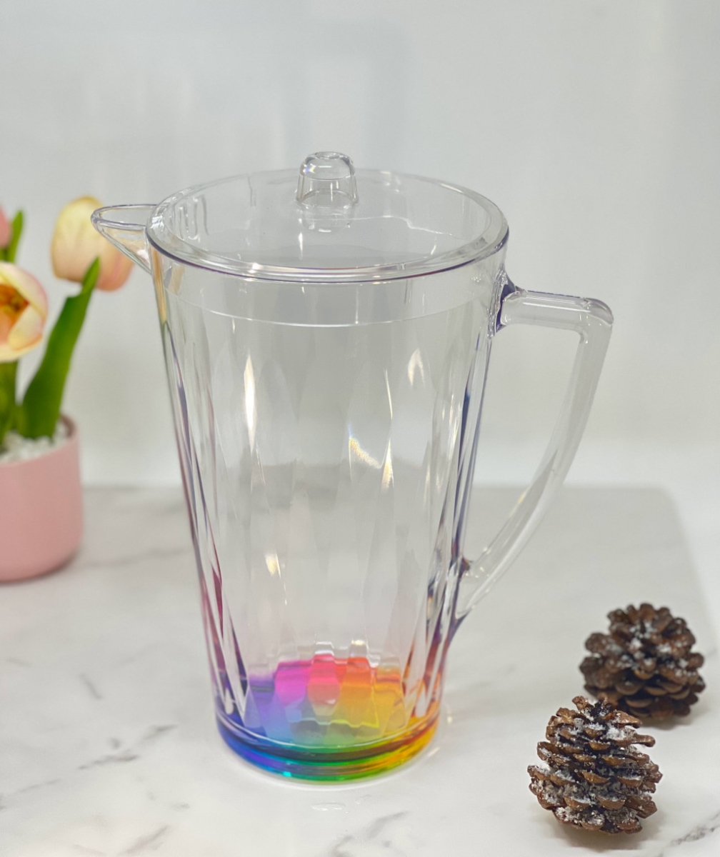 Picture of HomeRoots 523324 2.5 Diamond Acrylic Pitcher, Clear & Rainbow
