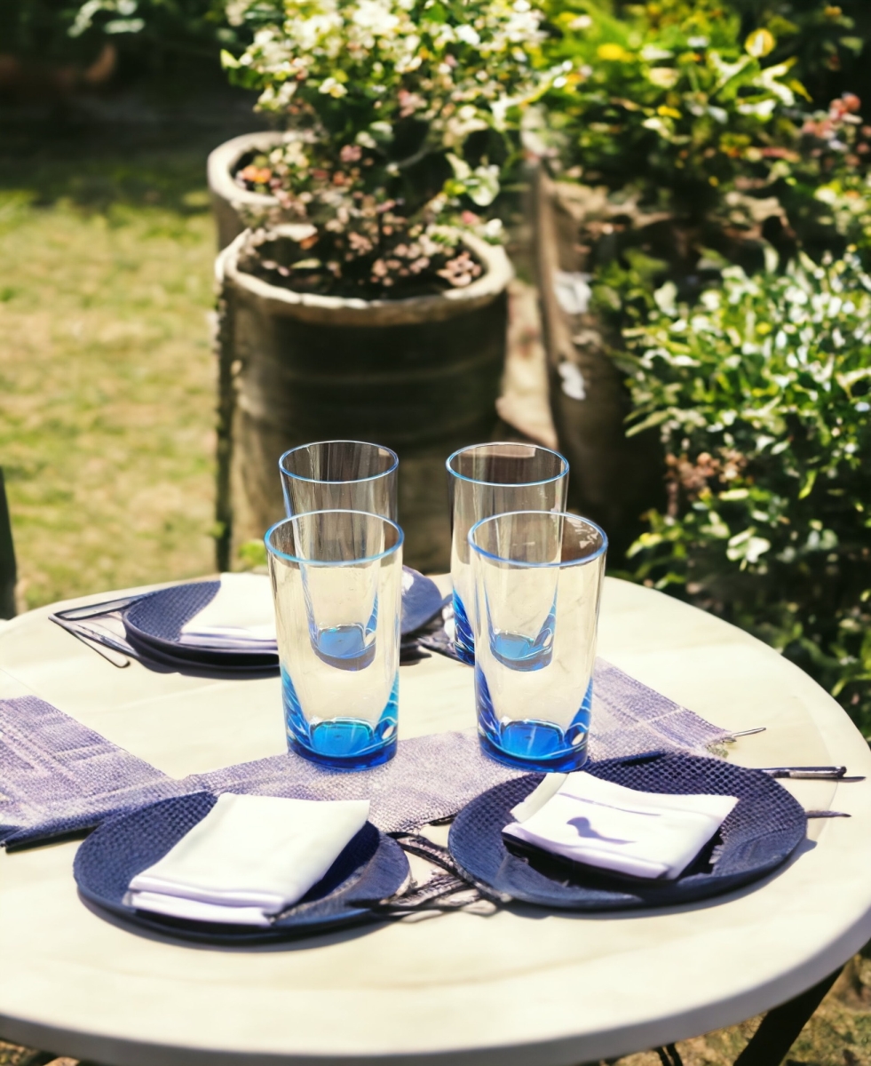Picture of HomeRoots 521161 Acrylic Highball Glasses, Clear & Blue - Set of 4