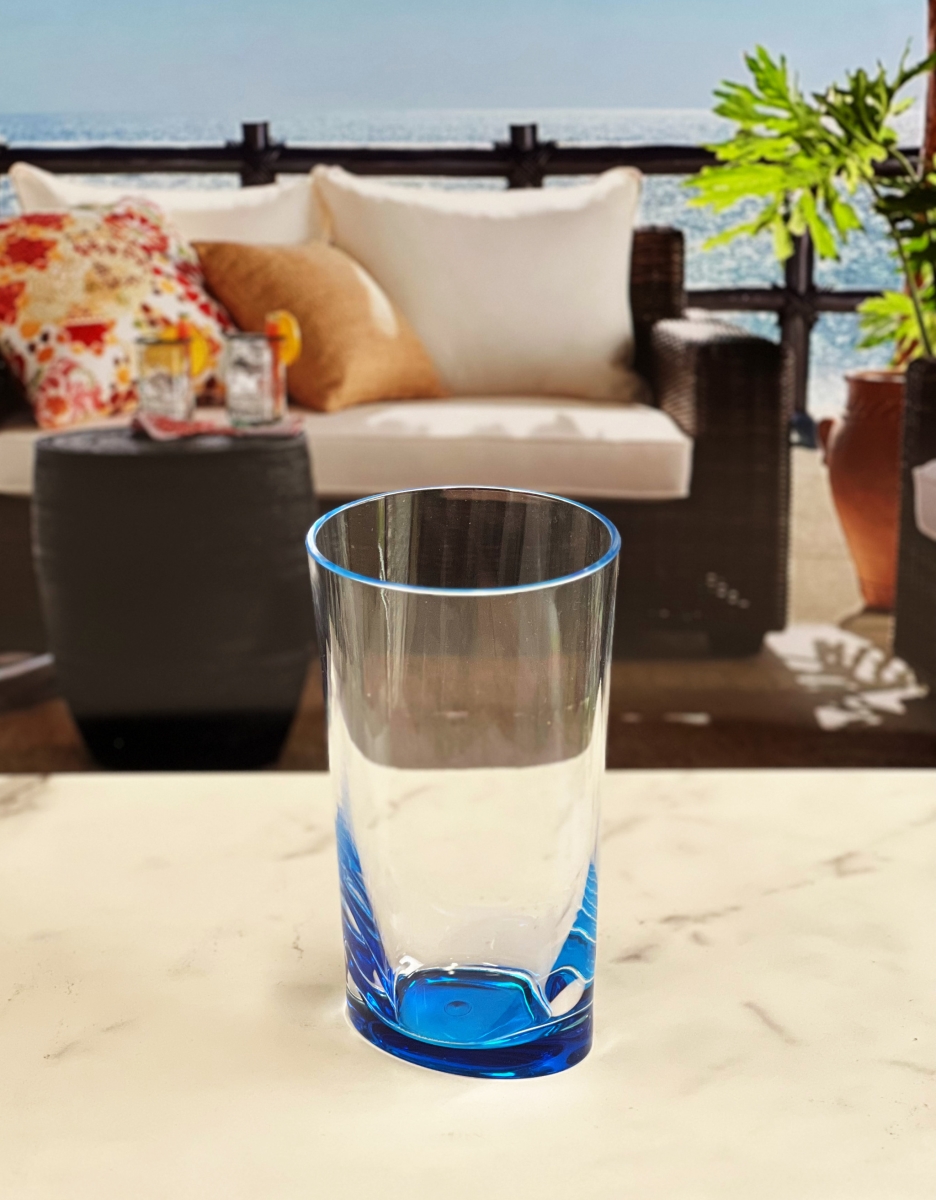 Picture of HomeRoots 521161 Acrylic Highball Glasses, Clear & Blue - Set of 4