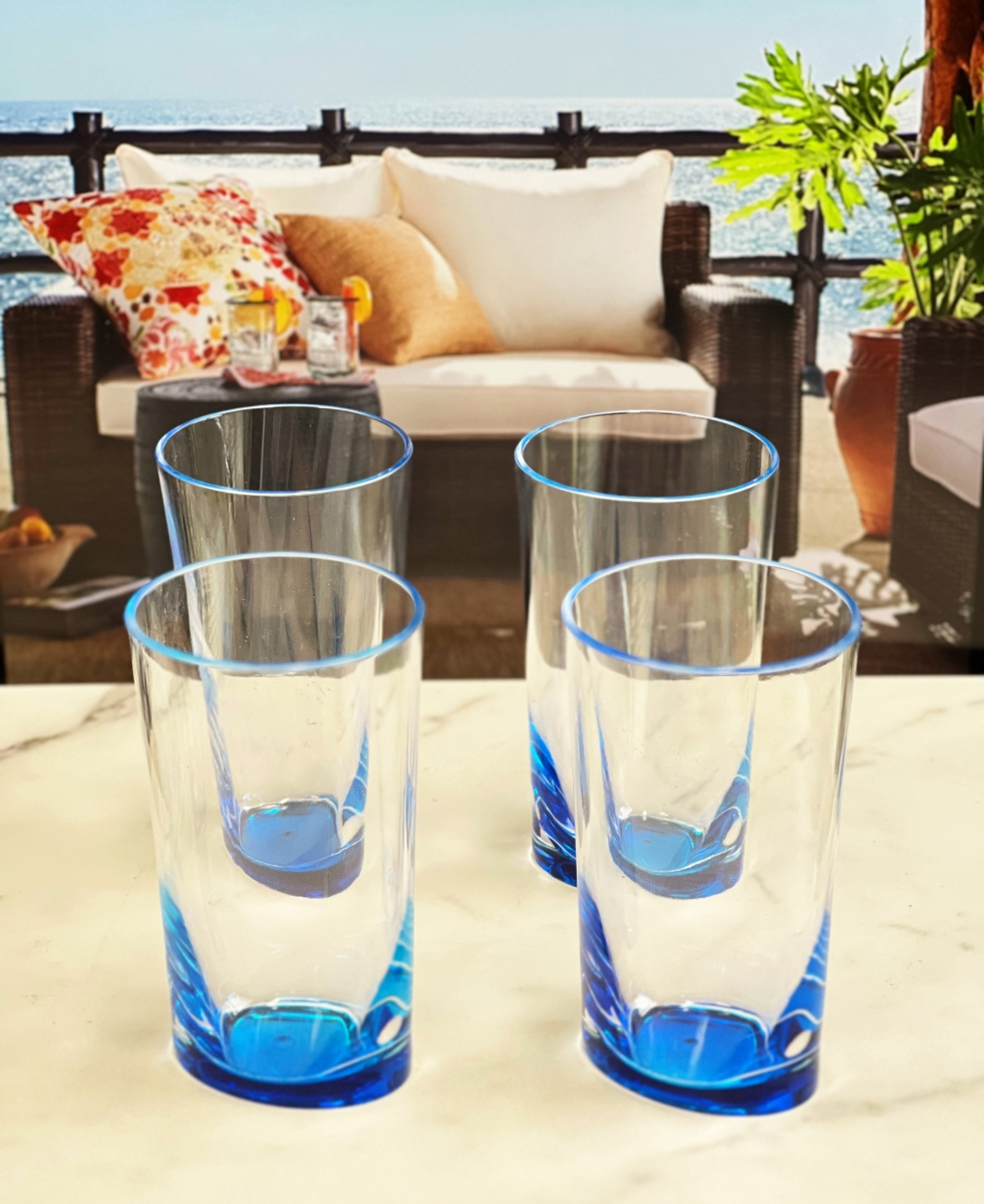 Picture of HomeRoots 521161 Acrylic Highball Glasses, Clear & Blue - Set of 4