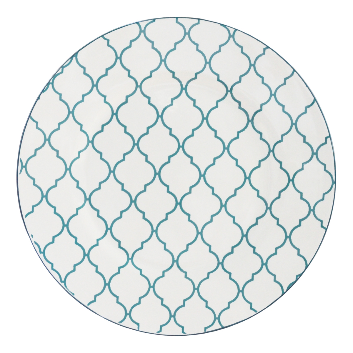 Picture of HomeRoots 534543 Round Trellis Ceramic Service for Four Dinnerware Set, Turquoise - 16 Piece