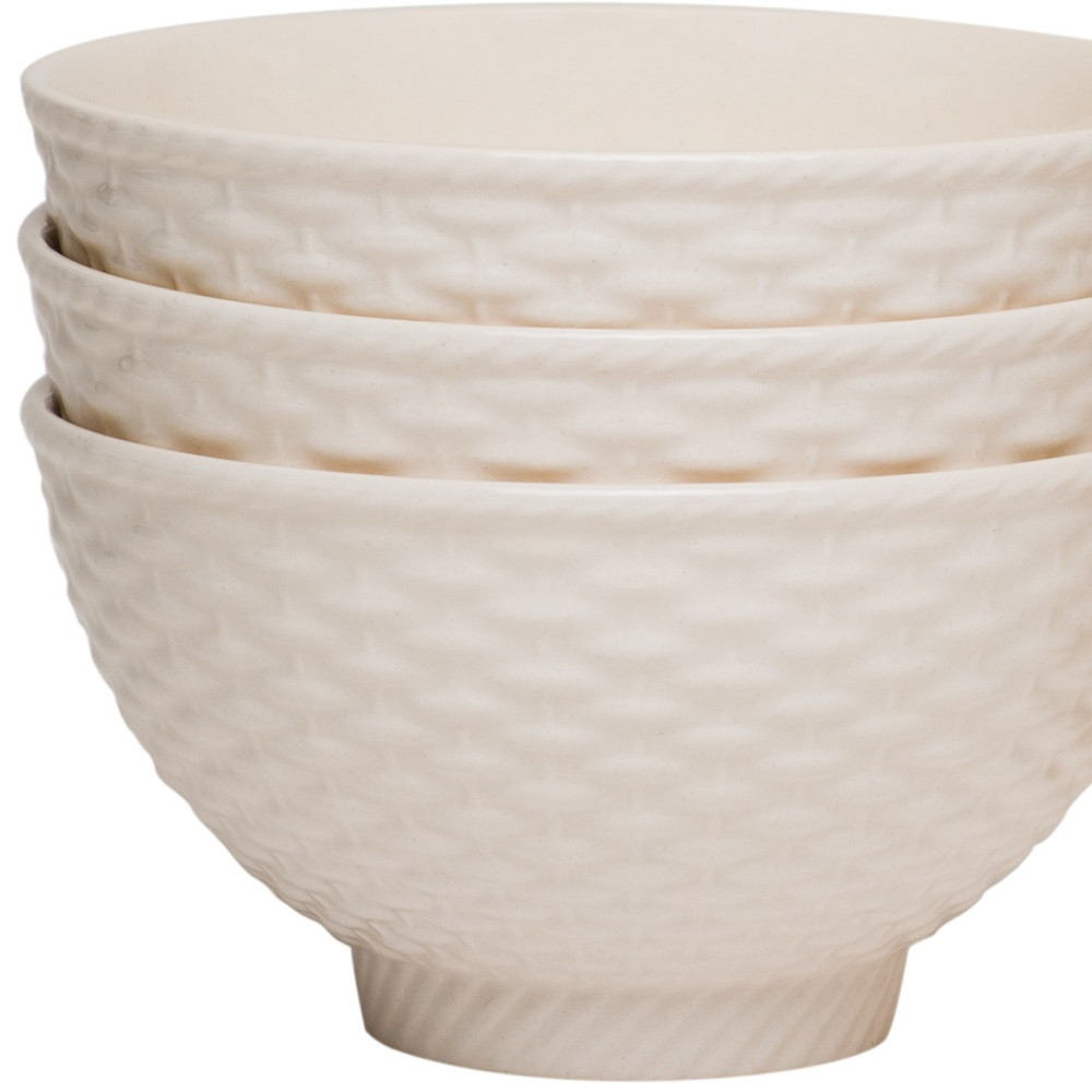 Picture of HomeRoots 483501 Weave STO Are Service for Four Bowl Set, White - 4 Piece