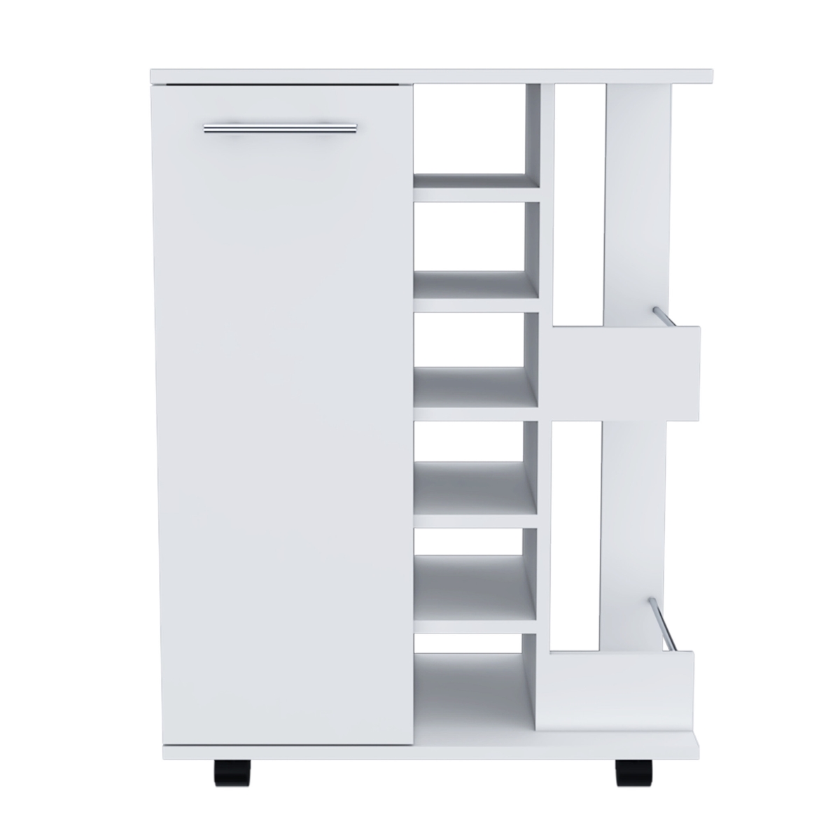 Rolling Bar Cart with Wine Storage, White