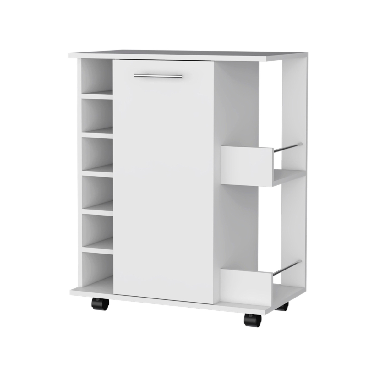 Rolling Bar Cart with Wine Storage, White