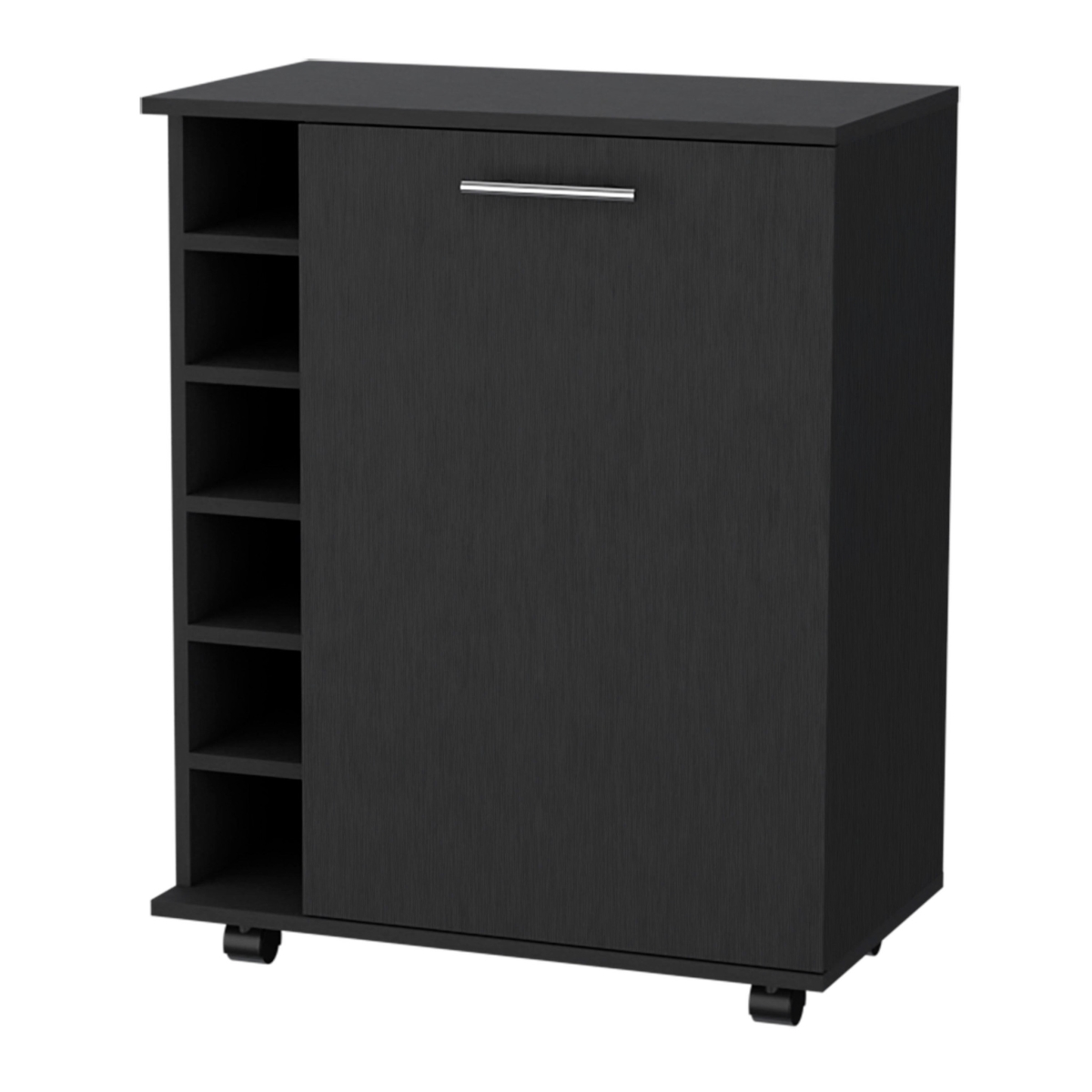 Rolling Bar Cart with Wine Storage, Black