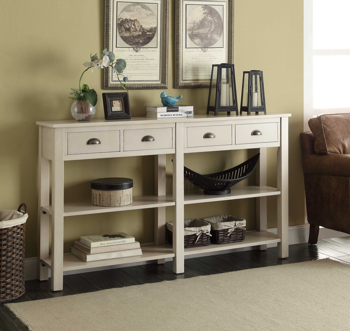 Home Roots Furniture 286112 35 X 60 X 12 In. Wood & Mdf Console Table - Cream