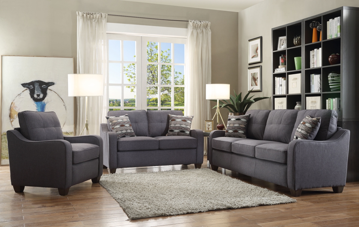 Home Roots Furniture 285970 35 X 50 X 31 In. Fabric & Solid Wood Sofa Set - Gray