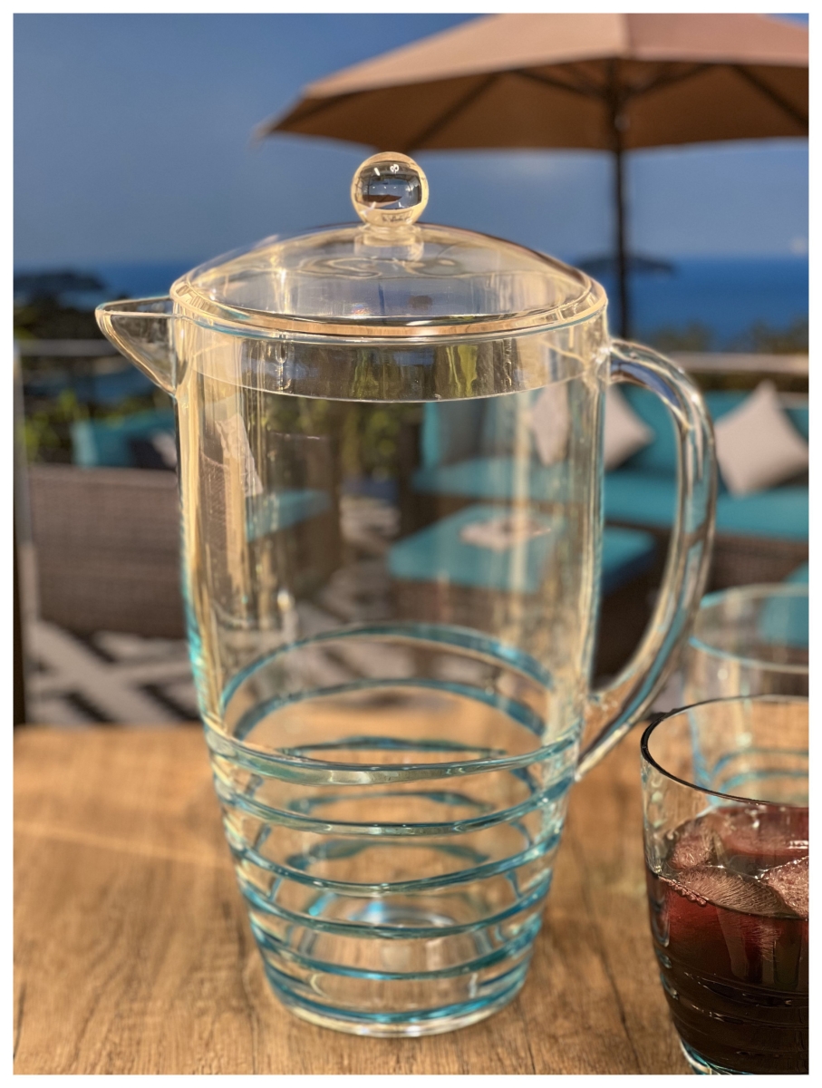 Picture of HomeRoots 523320 2.5 qt. Swirl Acrylic Pitcher, Clear & Blue