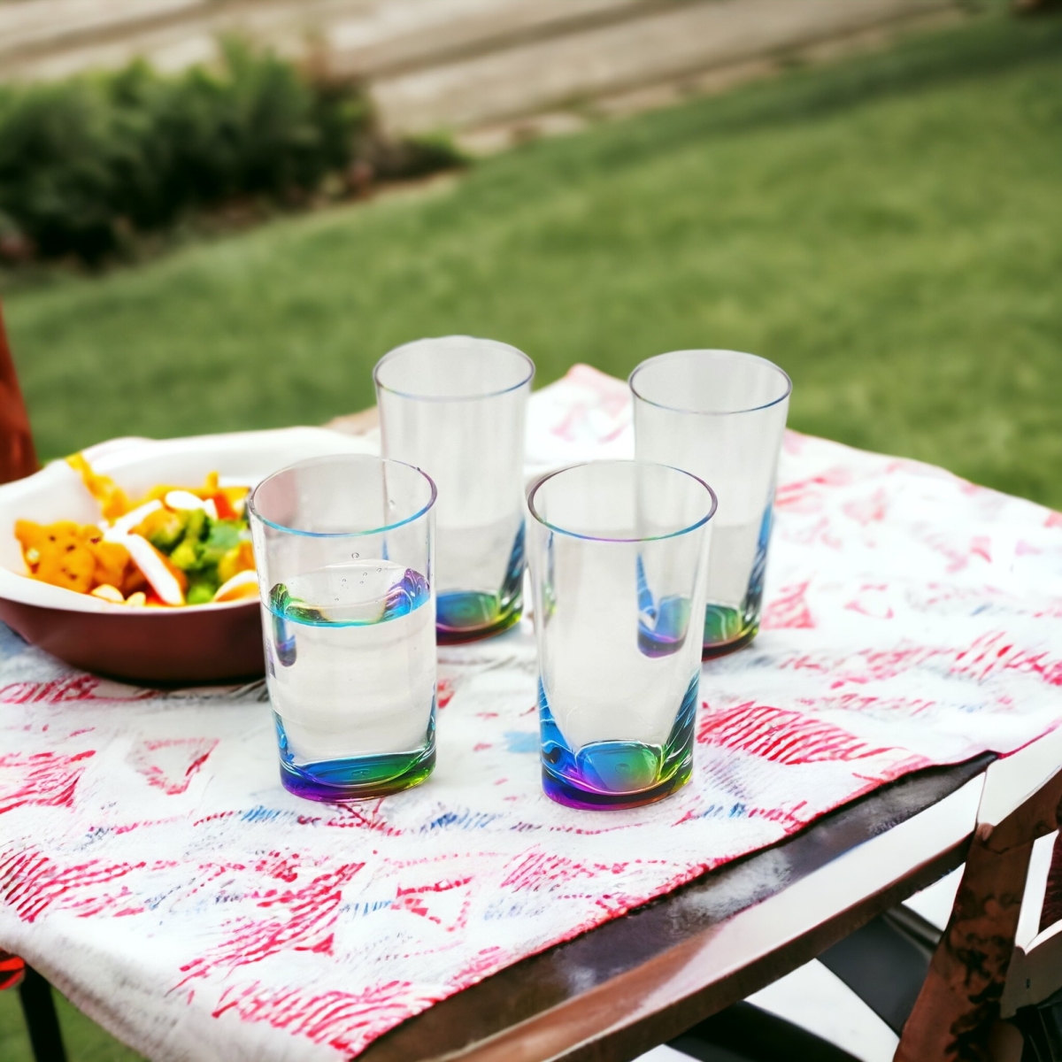 Picture of HomeRoots 521162 Acrylic Highball Glasses, Clear & Rainbow - Set of 4