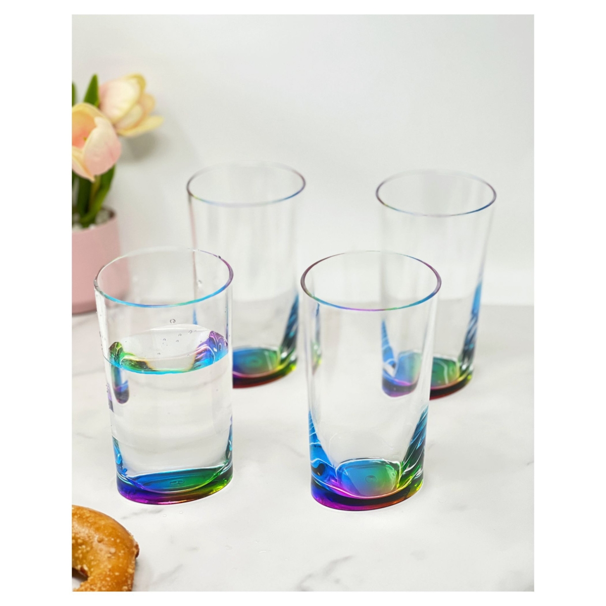 Picture of HomeRoots 521162 Acrylic Highball Glasses, Clear & Rainbow - Set of 4