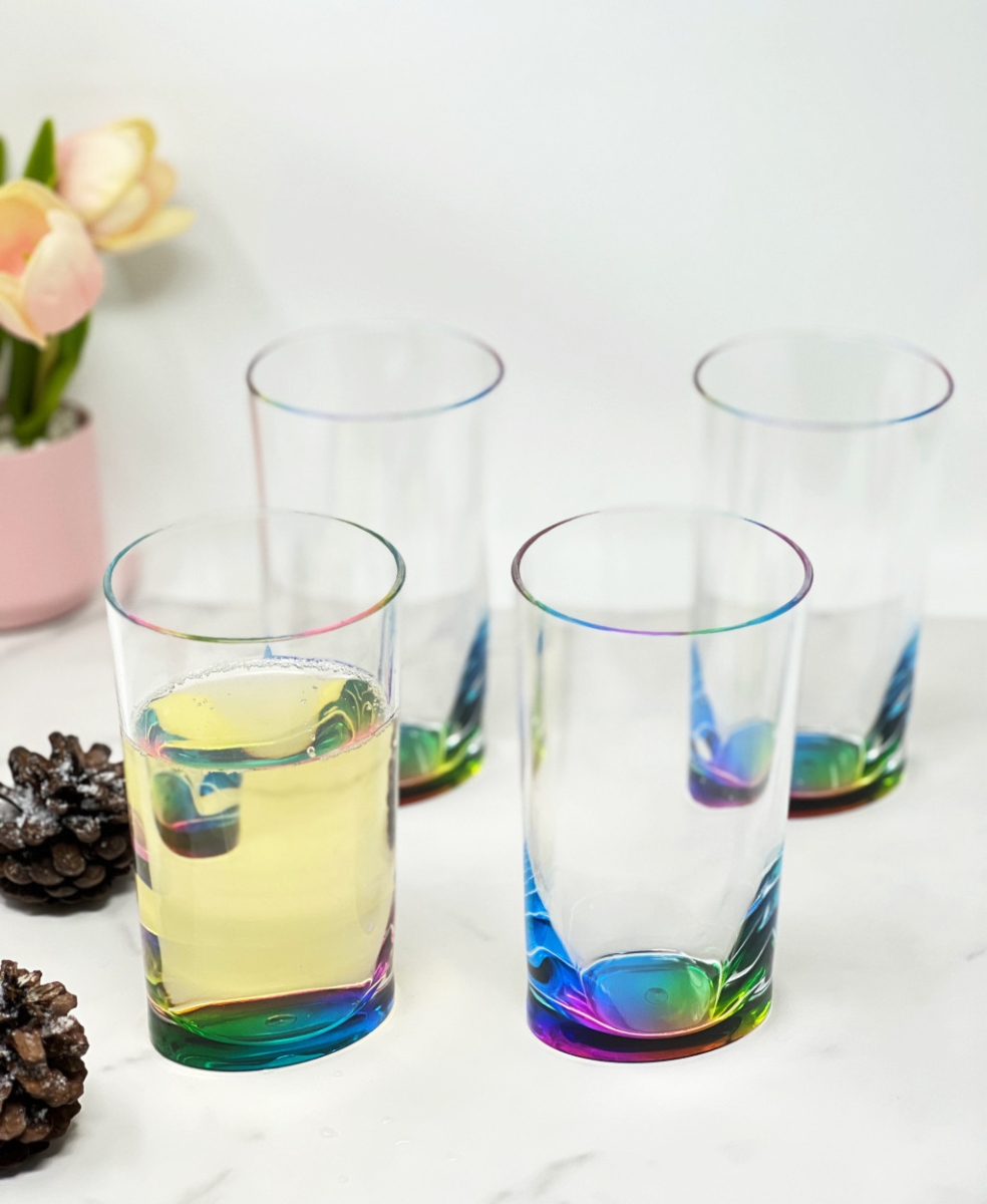 Picture of HomeRoots 521162 Acrylic Highball Glasses, Clear & Rainbow - Set of 4