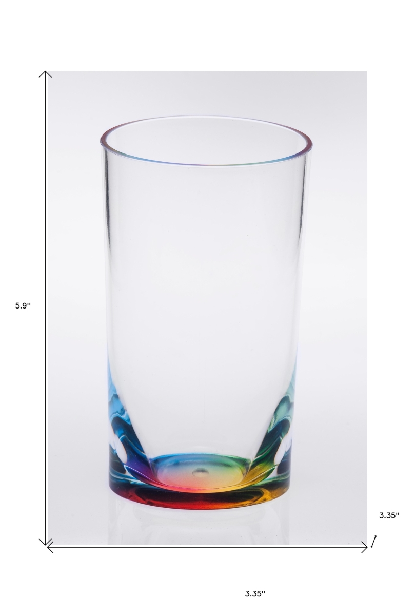 Picture of HomeRoots 521162 Acrylic Highball Glasses, Clear & Rainbow - Set of 4