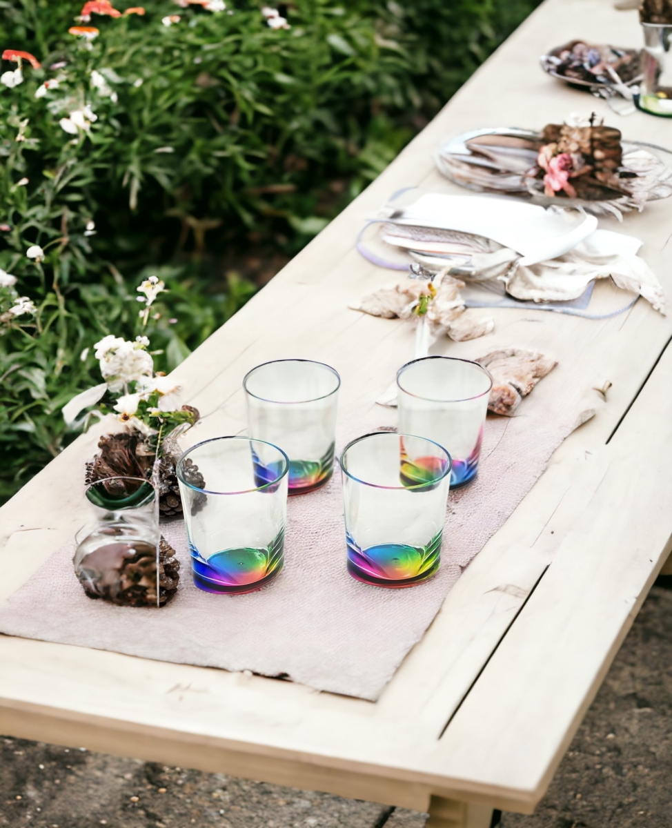 Picture of HomeRoots 521157 Geometric Acrylic Stemless Whiskey Glass, Rainbow - Set of 4