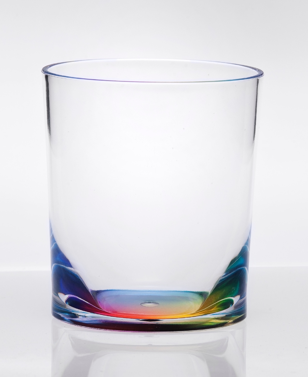 Picture of HomeRoots 521157 Geometric Acrylic Stemless Whiskey Glass, Rainbow - Set of 4