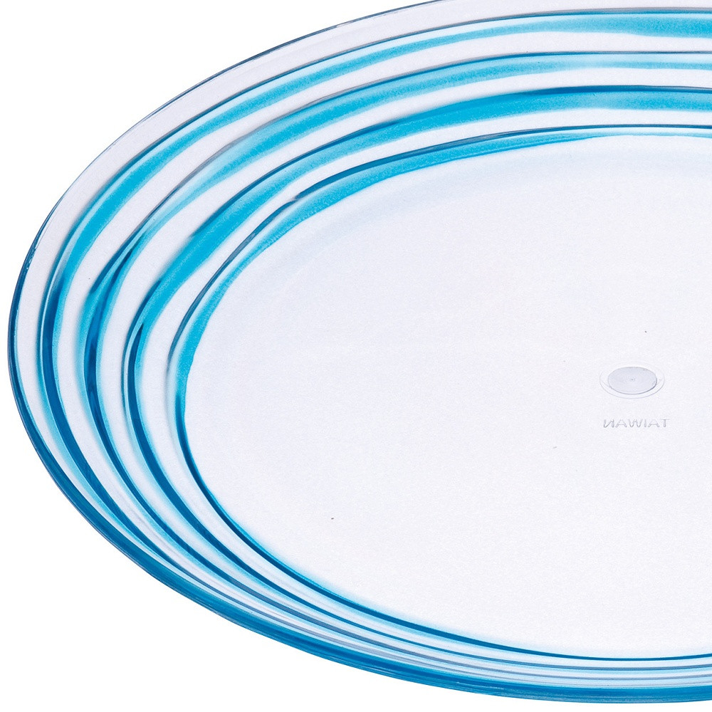Picture of HomeRoots 520894 Round Swirl Acrylic Service for Four Salad Plate Set, Blue - 4 Piece