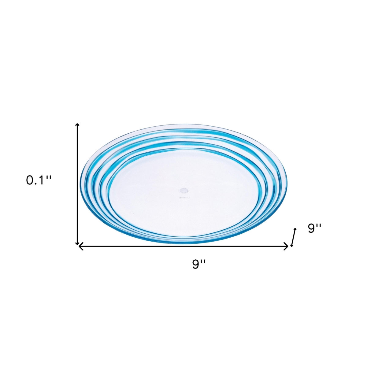 Picture of HomeRoots 520894 Round Swirl Acrylic Service for Four Salad Plate Set, Blue - 4 Piece