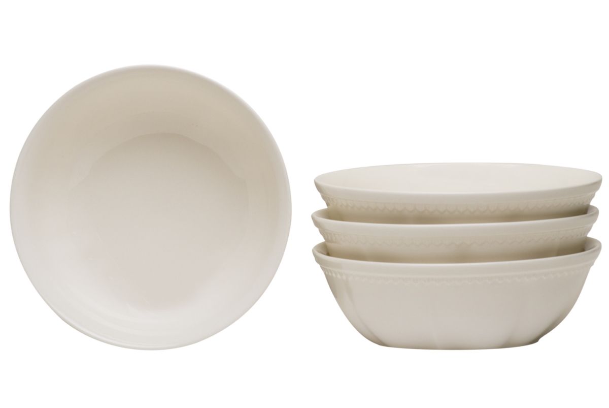 Picture of HomeRoots 483506 Round Scallop STO Are Service for Four Bowl Set, White - 4 Piece