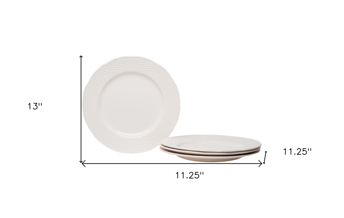 Picture of HomeRoots 483498 Weave STO Are Service for Four Dinner Plate Set, White - 4 Piece