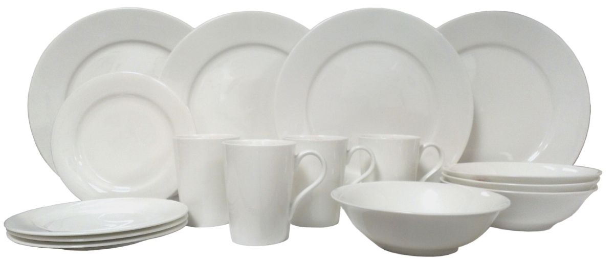 Picture of HomeRoots 483518 Round Bone China Service for Four Dinnerware Set, White - 16 Piece