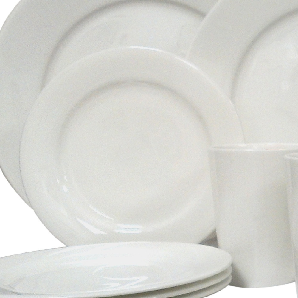 Picture of HomeRoots 483518 Round Bone China Service for Four Dinnerware Set, White - 16 Piece