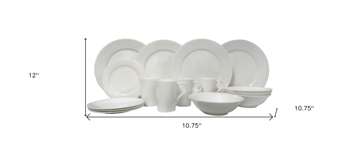 Picture of HomeRoots 483518 Round Bone China Service for Four Dinnerware Set, White - 16 Piece