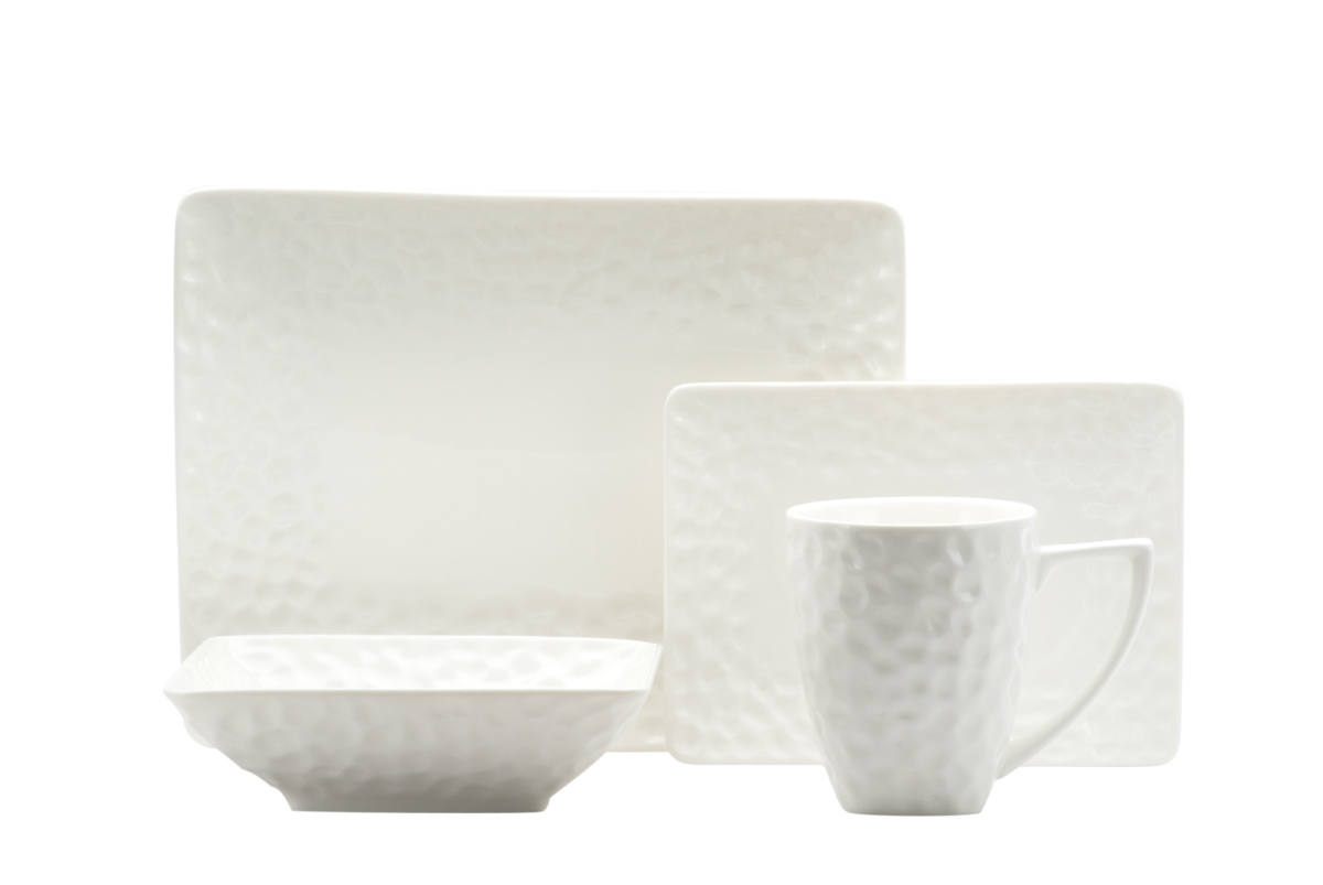 Picture of HomeRoots 483521 Rectangle Pebbled Porcelain Service for Six Salad Plate Set, White - 6 Piece