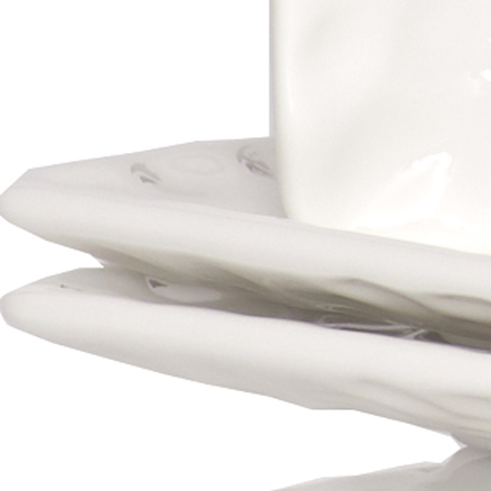 Picture of HomeRoots 483521 Rectangle Pebbled Porcelain Service for Six Salad Plate Set, White - 6 Piece