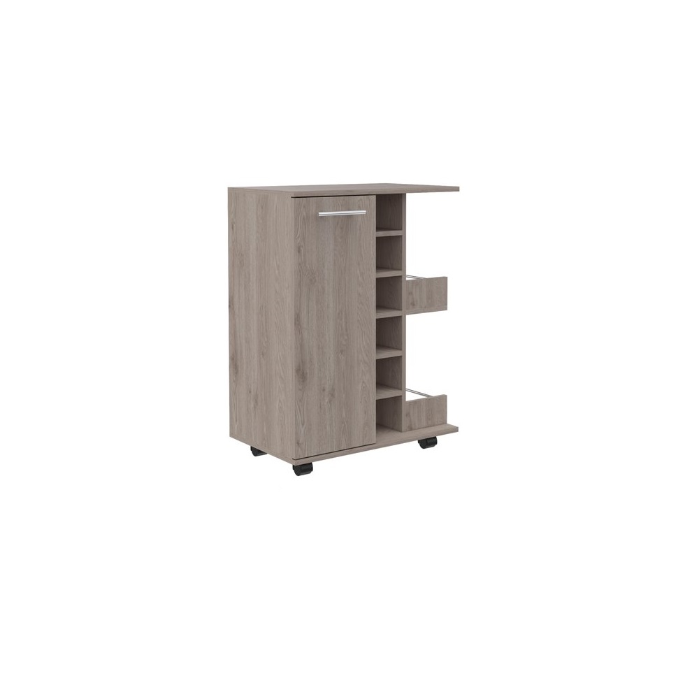 477743 Rolling Bar Cart with Wine Storage, Light Gray