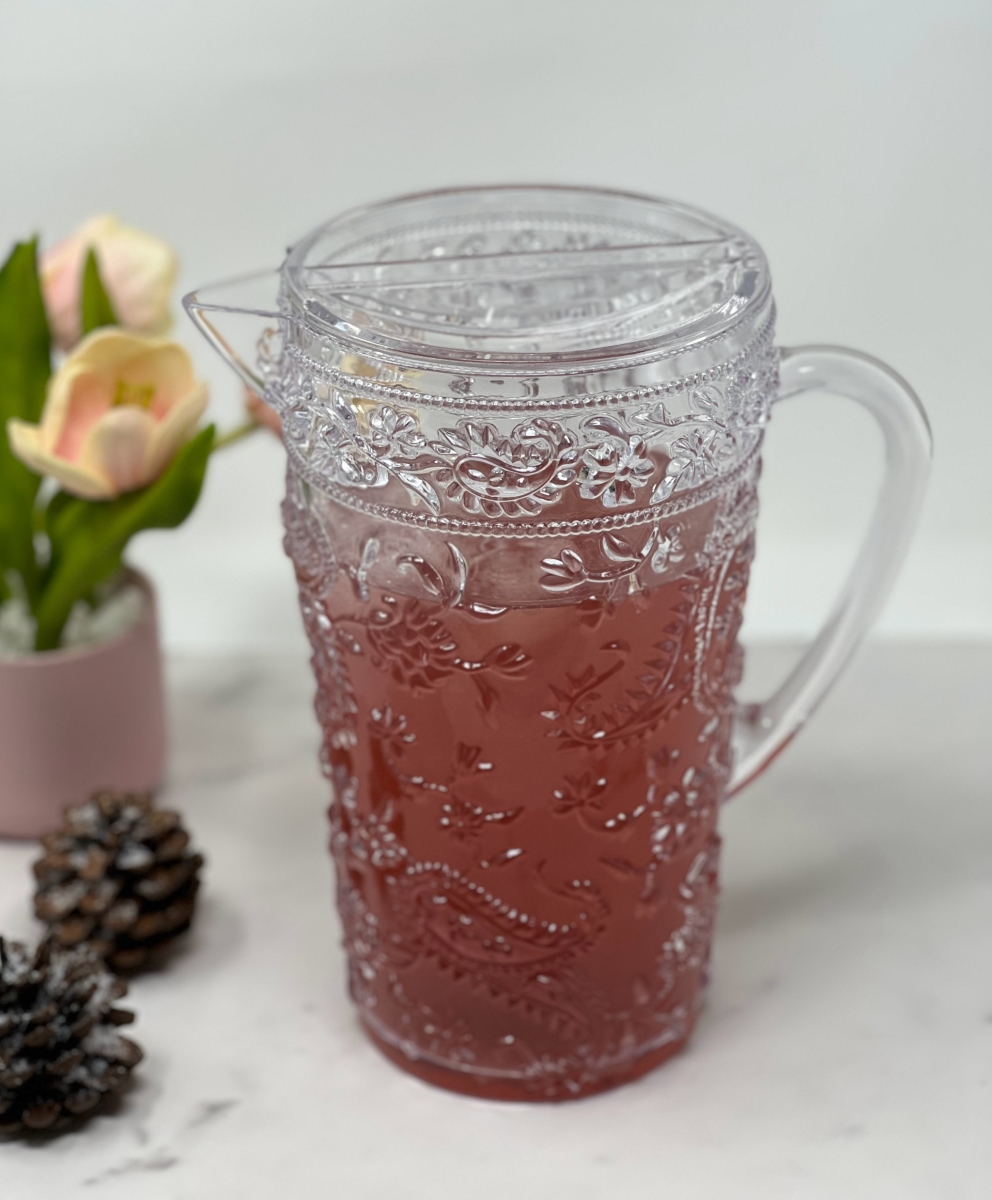Picture of HomeRoots 523317 2.5 qt. Paisley Acrylic Pitcher, Clear