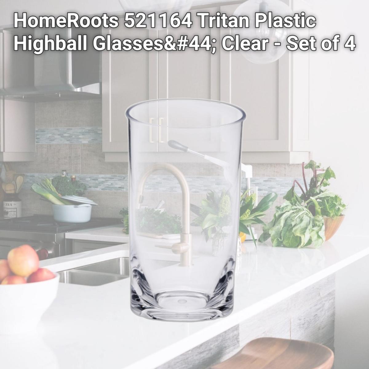 Picture of HomeRoots 521164 Tritan Plastic Highball Glasses, Clear - Set of 4