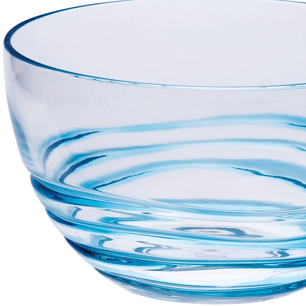 Picture of HomeRoots 520890 Swirl Acrylic Service for Four Bowl Set, Clear & Blue - 4 Piece