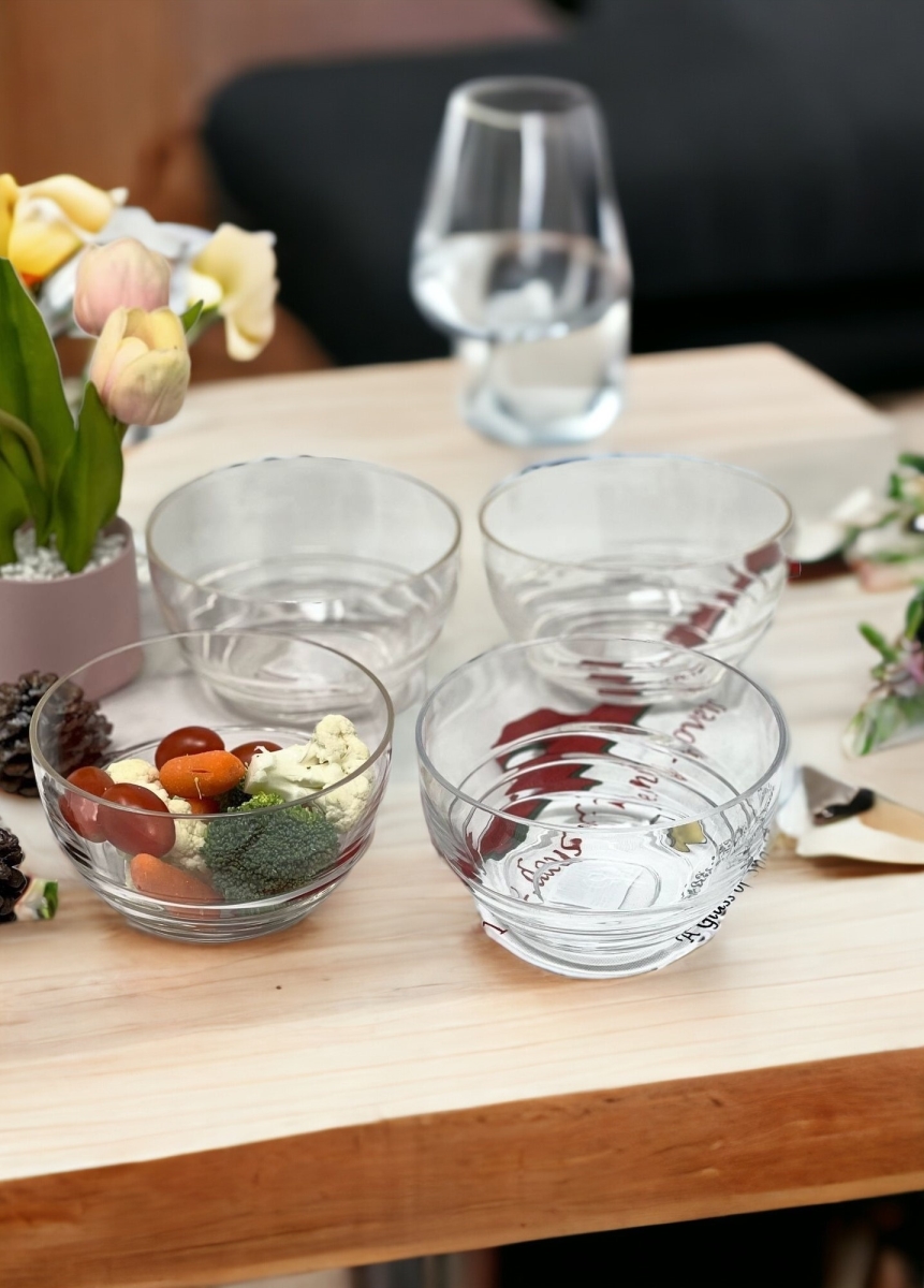 Picture of HomeRoots 520891 Round Swirl Acrylic Service for Four Bowl Set, Clear - 4 Piece
