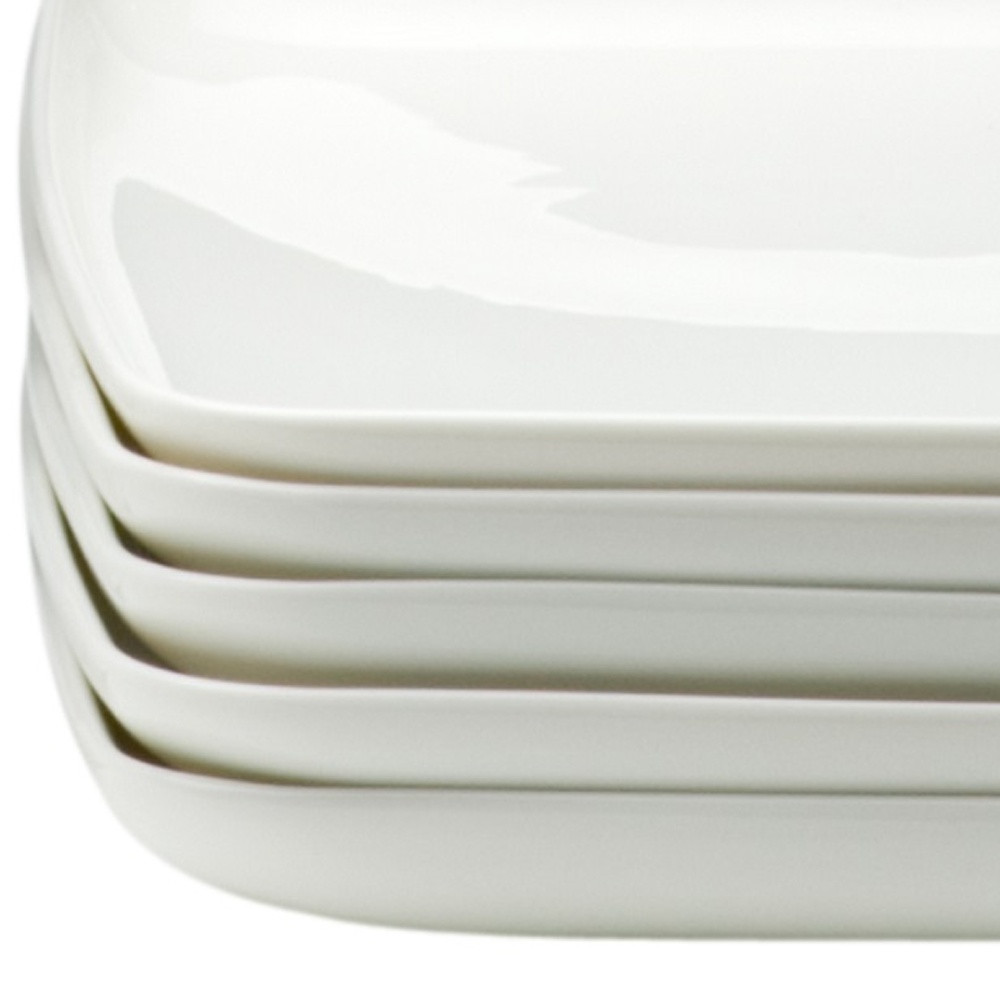 Picture of HomeRoots 483487 Rectangle Porcelain Service for Six Dinner Plate Set, White - 6 Piece