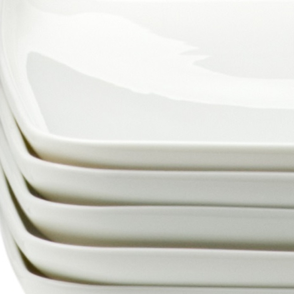 Picture of HomeRoots 483487 Rectangle Porcelain Service for Six Dinner Plate Set, White - 6 Piece