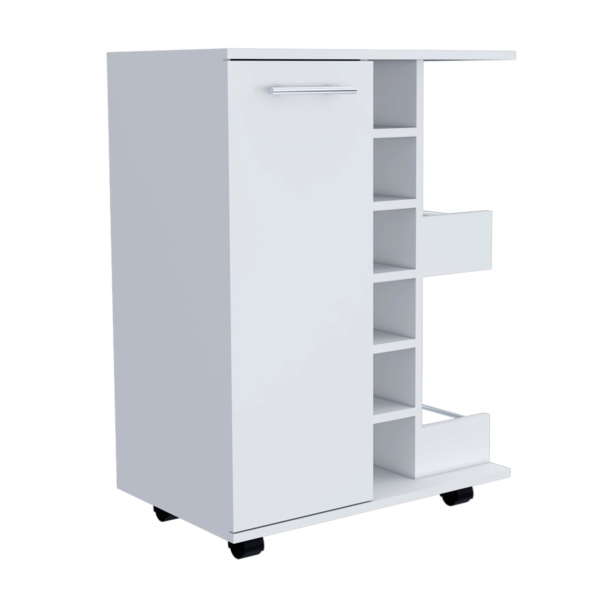535093 Rolling Bar Cart with Wine Storage, White