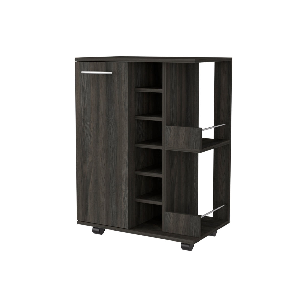 Rolling Bar Cart with Wine Storage, Espresso