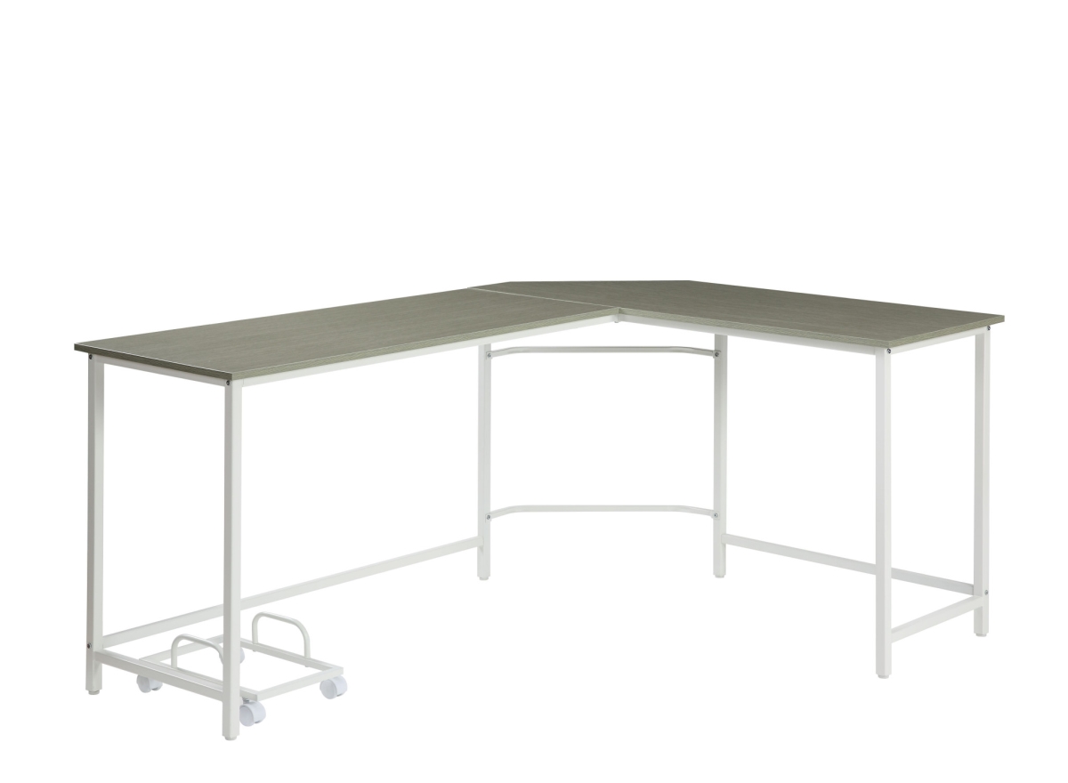 66 in. L Shape Computer Desk, Gray & White