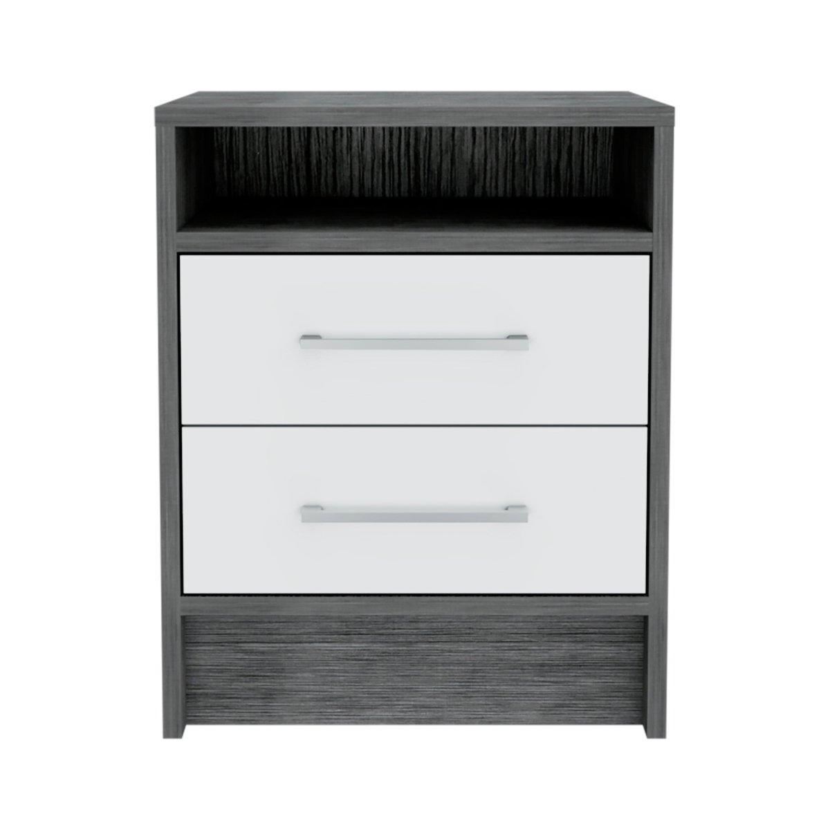 543666 20 in. Two Drawer Faux Wood Nightstand, Gray