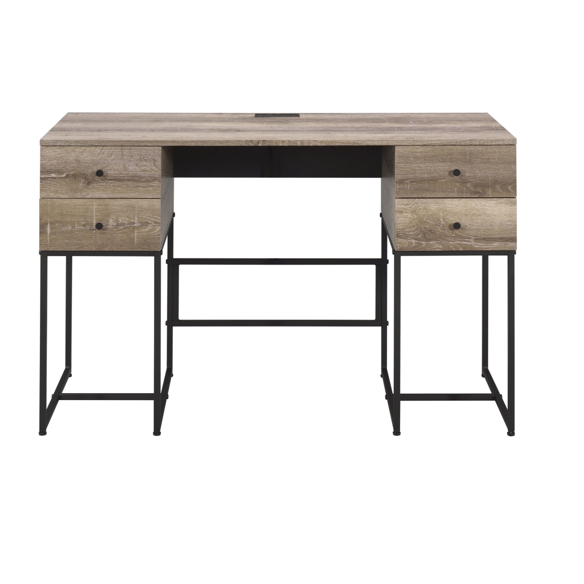 491421 47 in. Unique Writing Desk with Four Drawers, Brown & Black