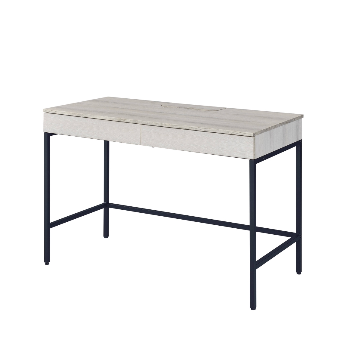 42 in. Writing Desk with Two Drawers, Natural & Black