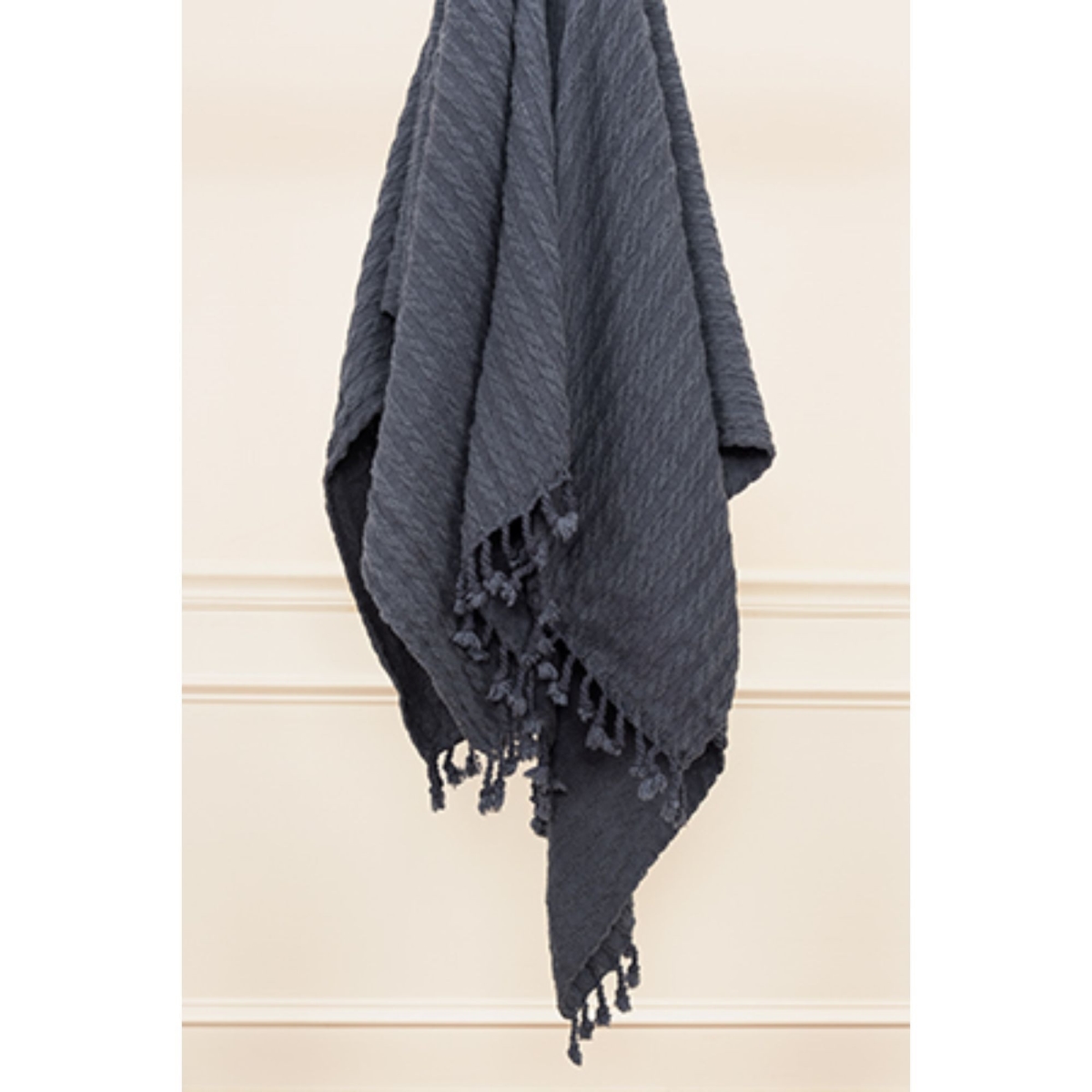 518781 Blue & Grey Knitted 100 Percent Cotton Throw Blanket
