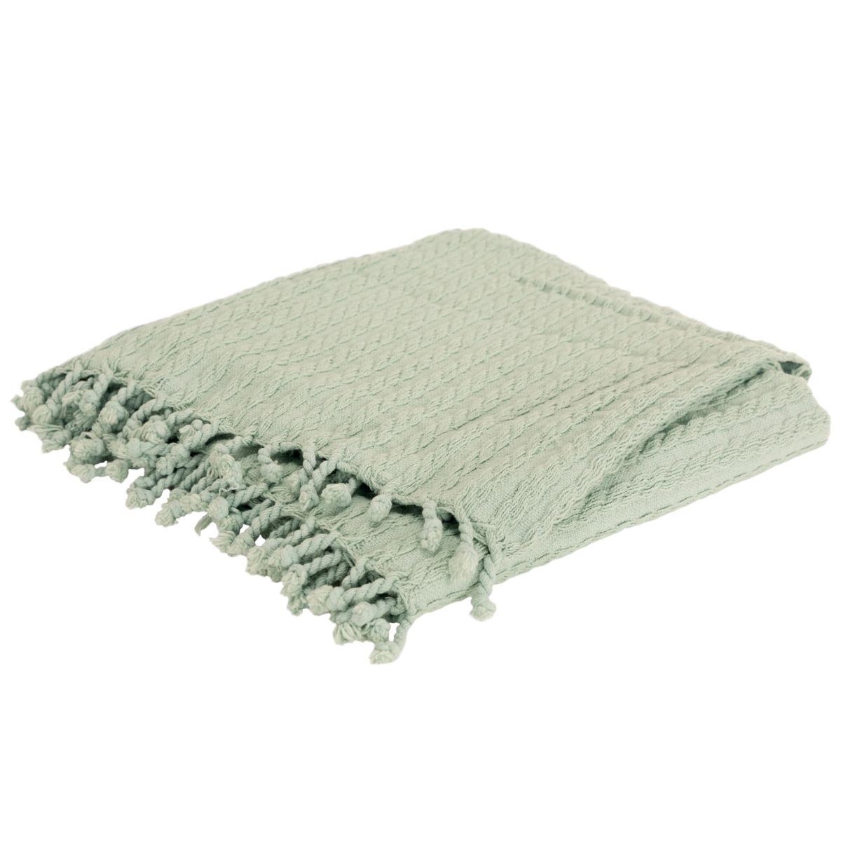 Aqua Knitted 100 Percent Cotton Throw Blanket
