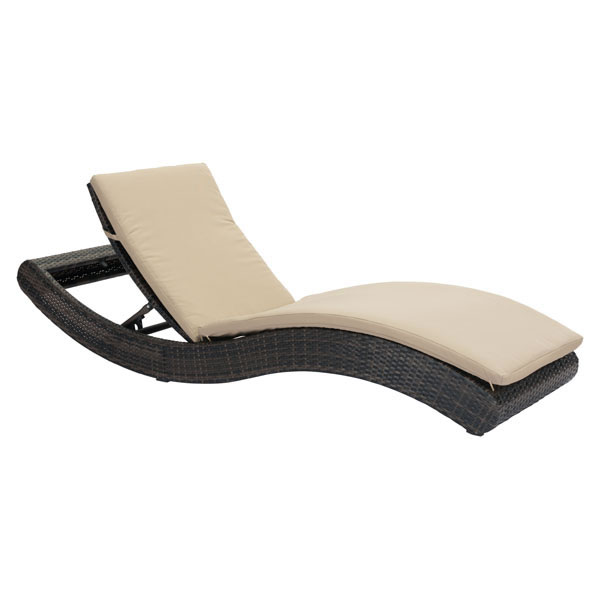 Home Roots Furniture 296297 14 X 27.5 X 78.5 In. Synthetic Weave & Sunproof With Aluminum Frame Beach Chaise Lounge - Brown & Beige