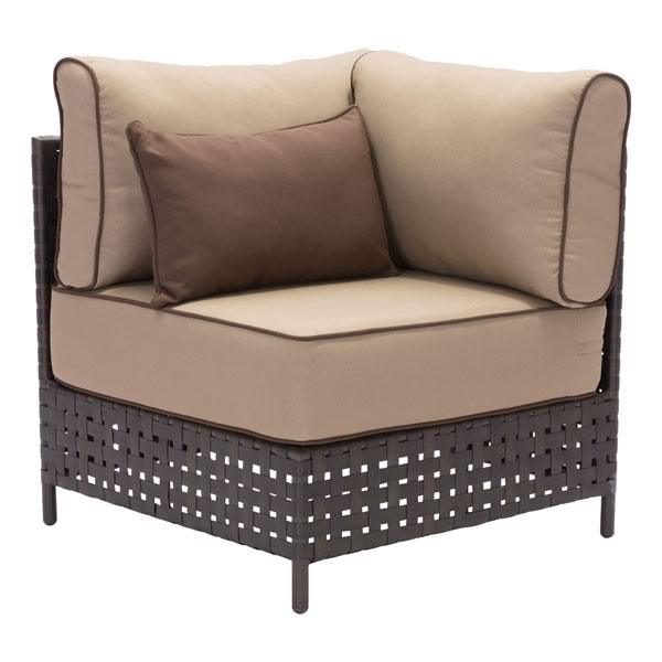 Home Roots Furniture 249254 35.4 X 31.5 X 31.5 In. Sunproof Fabric With Aluminum Corner Chair - Brown & Beige