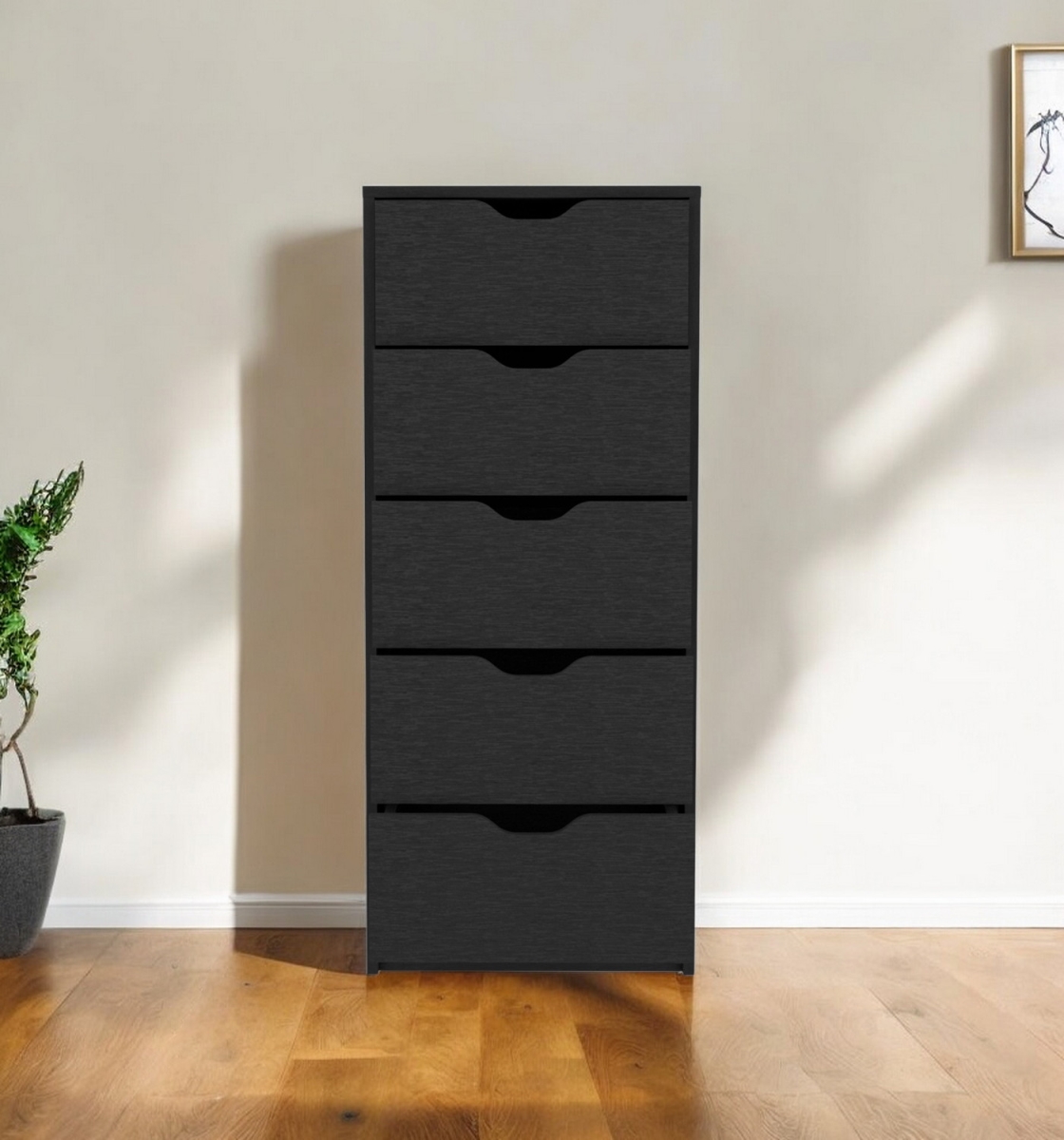 544040 18 in. Black Five Drawer Standard Chest