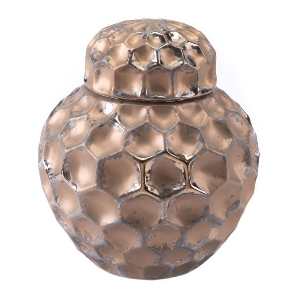 295214 10.4 X 8.7 X 8.7 In. Ceramic Covered Jar - Bronze