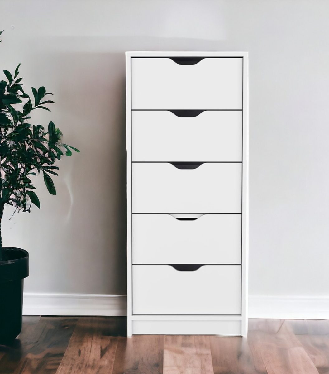 White Five Drawer Chest - 18 in. - Modern Design - Ample Storage